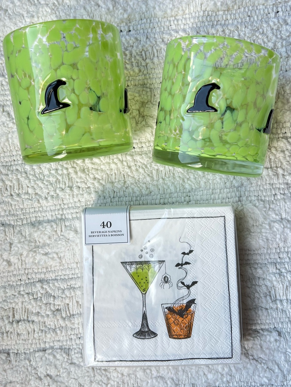🆕 HALLOWEEN Witch Cocktail Set Confetti Juice Glass Tumblers Bat Spider Martini